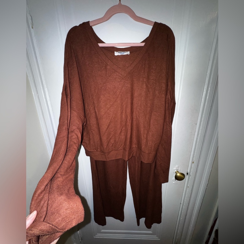 NWOT Double Zero Matching Chocolate Brown Loungewear Set, size M